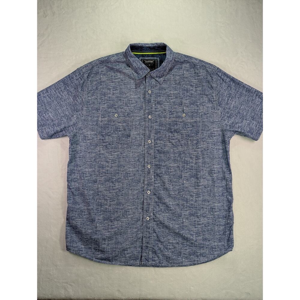 Company Eighty One RN 64866 Size 3XL Blue Short Sleeve Button Up w/Pearl Button